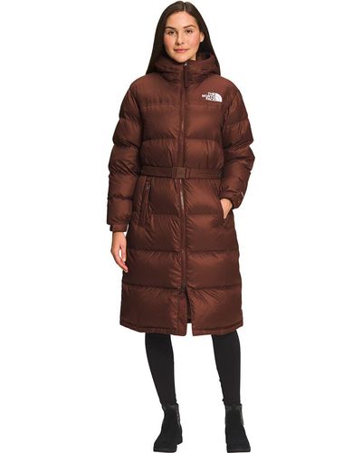 The North Face Nuptse Belted Long Parka - Brown