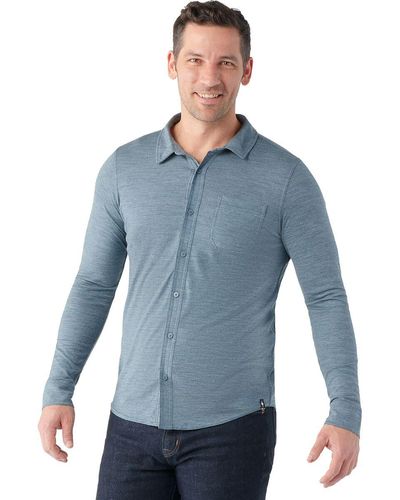 Smartwool Merino Sport 150 Long-Sleeve Button-Up Shirt - Blue