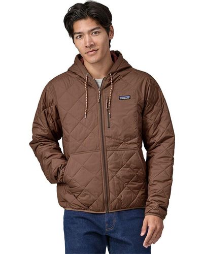 Patagonia Diamond Quilted Bomber Hooded Jacket - Brown