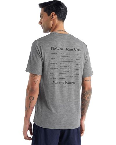 Icebreaker Tech Lite Ii Natural Run Club Short-sleeve T-shirt - Gray