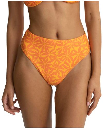 Rhythm Allegra Hi Waist Bikini Bottom - Orange