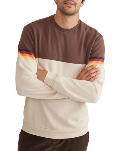 Marine Layer Stripe Sleeve Sweatshirt - Brown