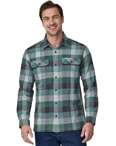 Patagonia Organic Cotton Mw Long-Sleeve Fjord Flannel Shirt - Green