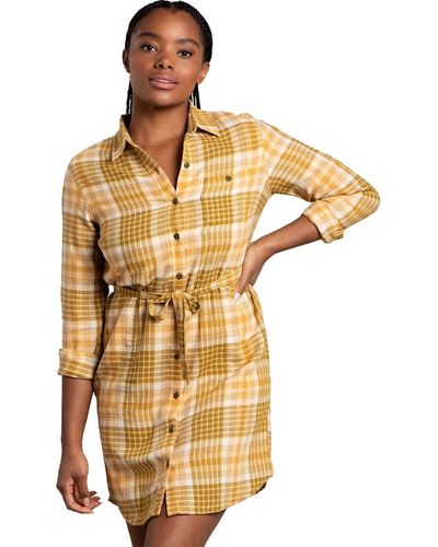 Toad&Co Re-Form Flannel Shirt Dress - Metallic