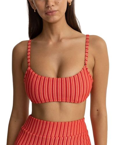 Rhythm Terry Sands Stripe Crop Bikini Top - Red