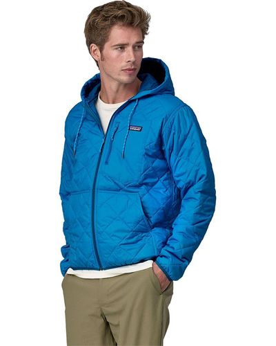 Patagonia Diamond Quilted Bomber Hooded Jacket - Blue