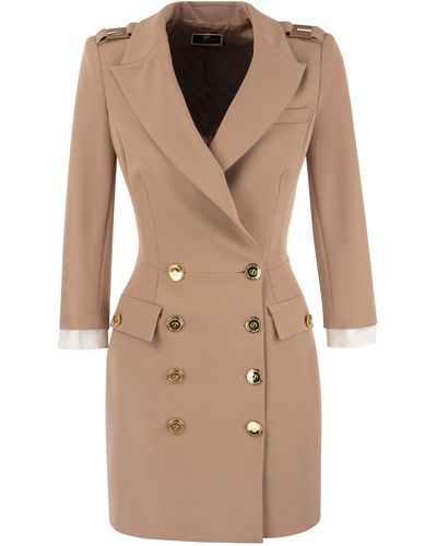 Elisabetta Franchi Robe Manteau im Doppel -Crêpe - Natur