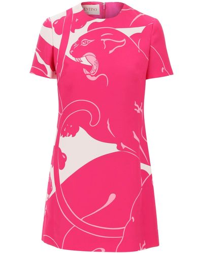 Valentino Garavani Panther Crepe Couture Mini Dress - Roze