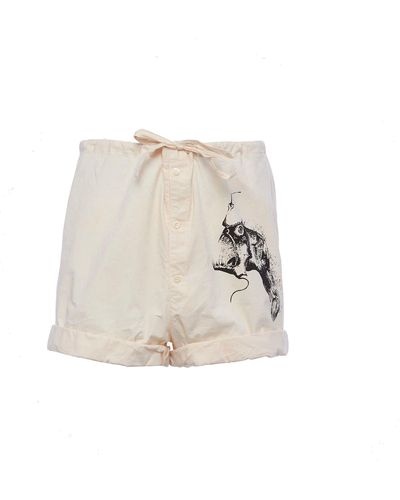 Prada Bloemen Gedrukte Bermuda -shorts - Naturel