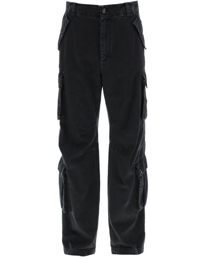 Dolce & Gabbana Wide Leg Cargo Pants - Black