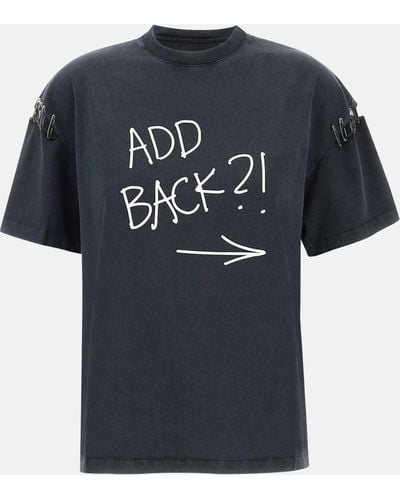 AVAVAV T-shirt en coton cassé en pierre noire e avec détail d'épingle de sécurité - Bleu
