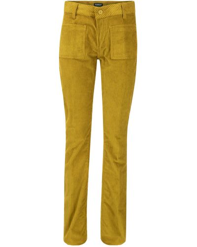 Dondup Newmolly Velvet Bootcut Pants - Yellow
