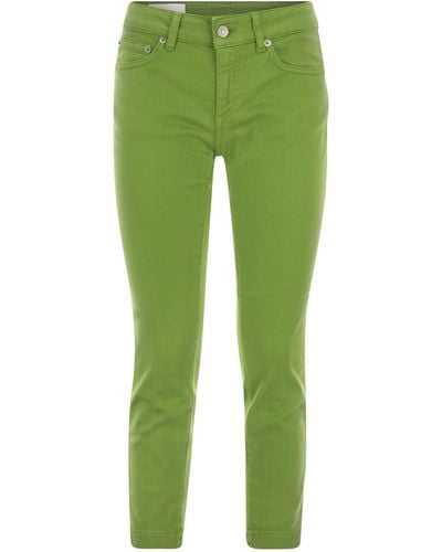 Dondup Pantalones de algodón estirado de Rose - Verde