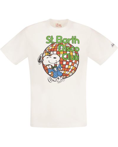 Mc2 Saint Barth Cotton T -Shirt mit Snoopy Disco Club Druck - Weiß