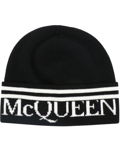 Alexander McQueen Alexander Mc Queen Intarsia-logo Knitted Beanie - Black