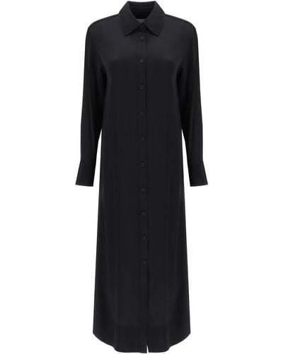 Loulou Studio 'Ara' Longue robe de chemise en satin - Noir