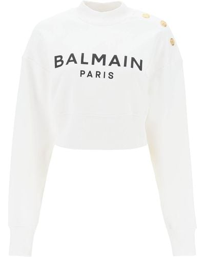Balmain Logo Cotton Sweatshirt - White