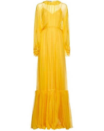 Gucci Langes Kleid aus -Seide - Gelb