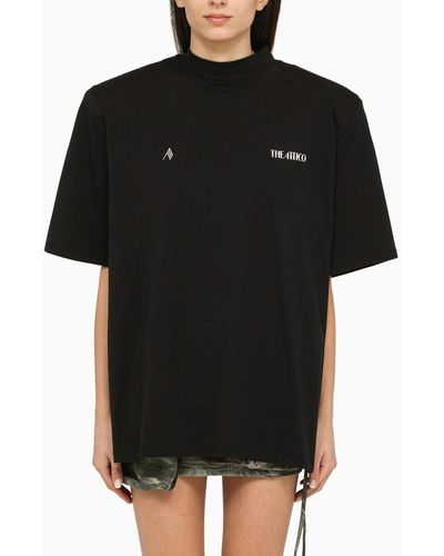 The Attico Het Attico Black T -shirt Met Maxi -schouders - Zwart