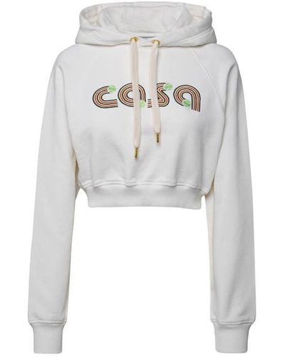 Casablancabrand Cropped Logo Hoodie Sweatshirt - Gray