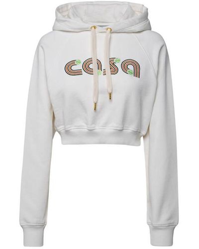 Casablancabrand Cropped Sweatshirt Met Capuchon En Logo - Grijs