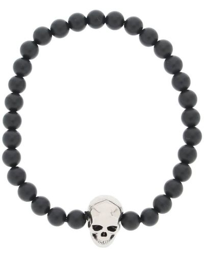 Alexander McQueen Skull Bracelet With Pearls - Blue