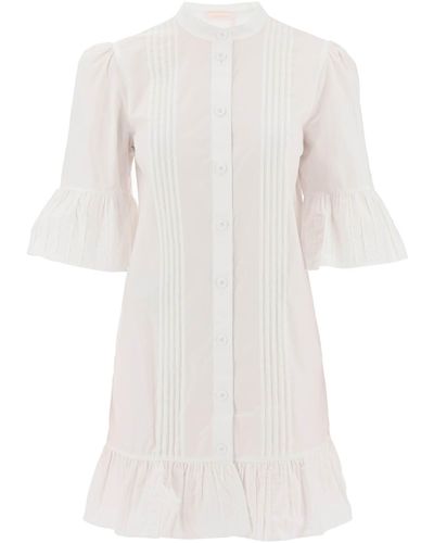 See By Chloé Ee By Chloe Bell Sleeve Shirt Dress In Organic Cotton - White