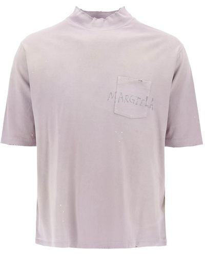 Maison Margiela Handgeschreven Logo T -shirt Met Geschreven Tekst - Roze