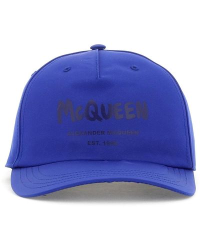 Alexander McQueen Casquette de baseball 'mcqueen graffiti' - Bleu