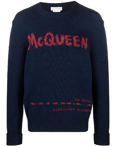 Alexander McQueen Logo-Pullover - Blau