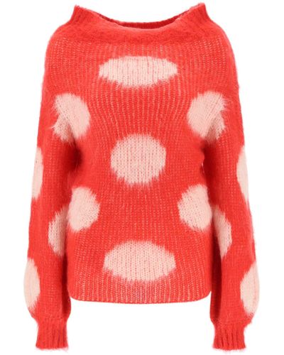 Marni Jacquard Strickpullover mit Polka Dot -Motiv - Rot