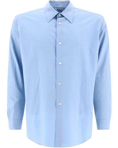 AURALEE "gewaschene Finx -Twill -Hemd" - Blau