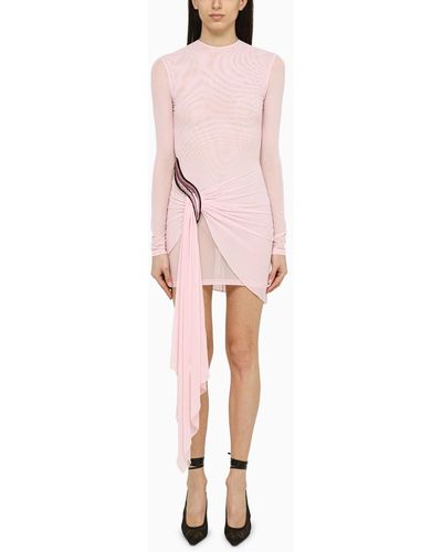 David Koma Viscose Mini Dress With Draping - Pink