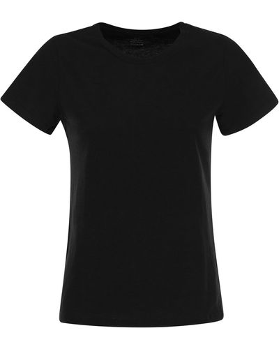 Majestic Polly T-shirt dans Cotone Silk Touch - Noir