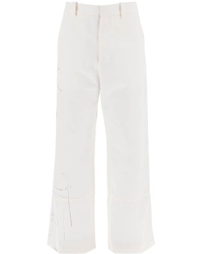 OAMC Wide Legged Scribble Pants - White
