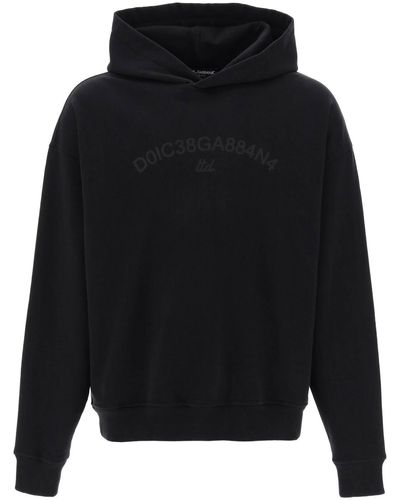 Dolce & Gabbana Hooded Sweatshirt With Logo Print - Black