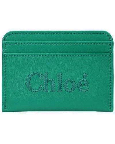 Chloé Chloè Leather Card Holder - Green