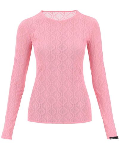 Marine Serre Moon Diamant Long Sleeved Top - Pink