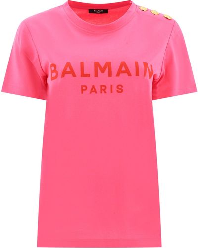 Balmain "3 Knöpfe" T -Shirt - Pink