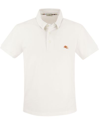 Etro Piqué Polo -shirt Met Pegasus - Wit