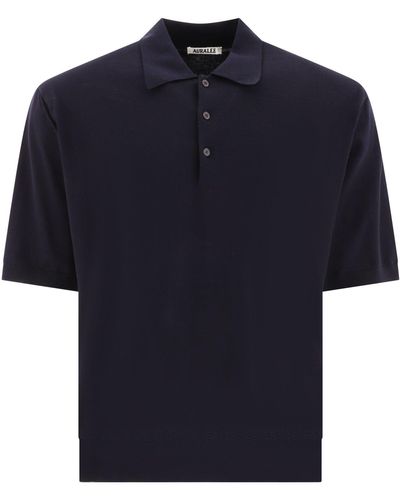 AURALEE "Super High Gauge" Polo Shirt - Blue