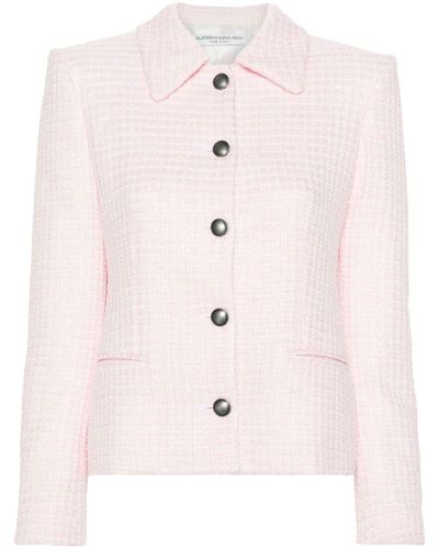 Alessandra Rich Pailles Checked Tweed Jacket - Roze