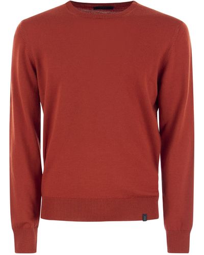 Fay Wool Crew Neck Pullover - Red