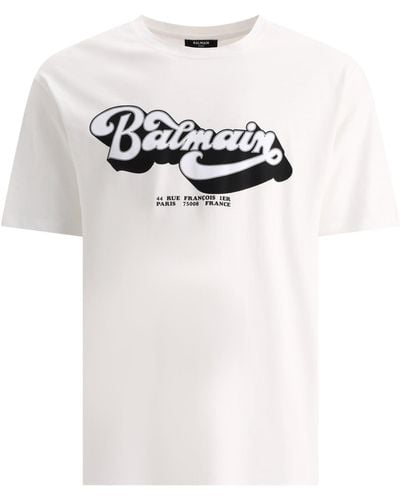 Balmain Maglietta bianca con stampa logo - Bianco