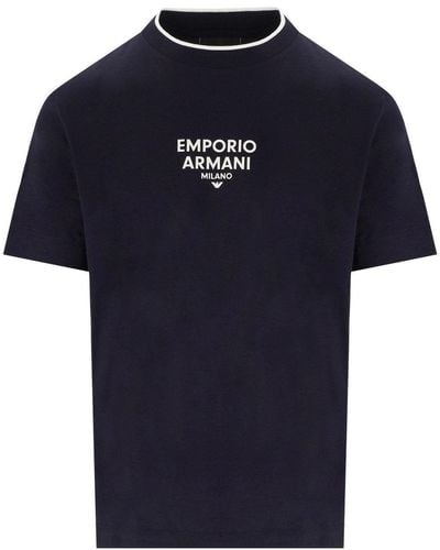 Emporio Armani Ea Milano Navy Blue T-shirt - Bleu