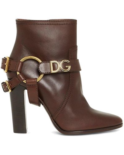 Dolce & Gabbana Caroline Leather Ankle Boots - Brown