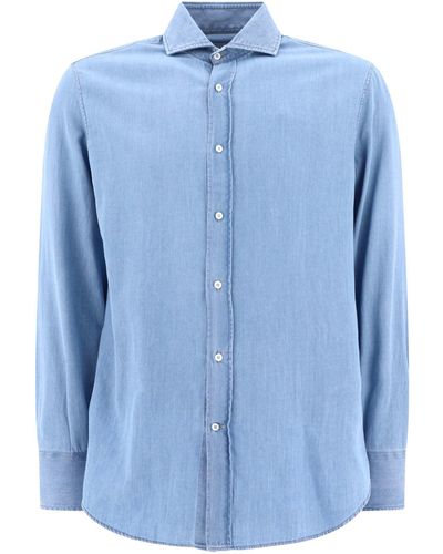 Brunello Cucinelli Camisa de mezclilla de - Azul