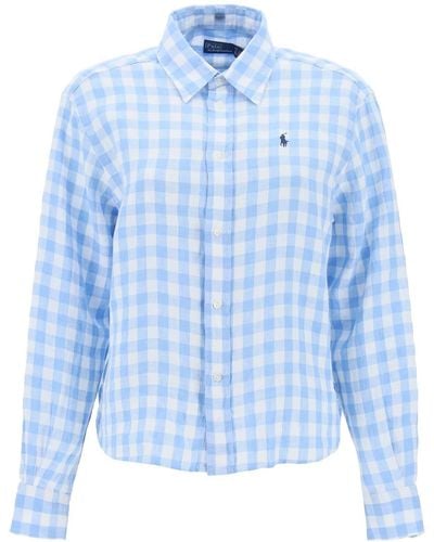 Polo Ralph Lauren Camicia In Lino Vichy - Blu