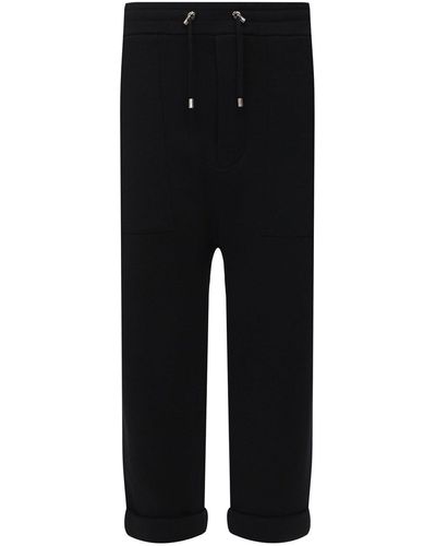 Balmain Pantalon de logo en coton - Noir