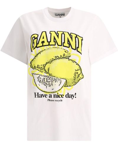 Ganni Lemon T Shirt - Metálico
